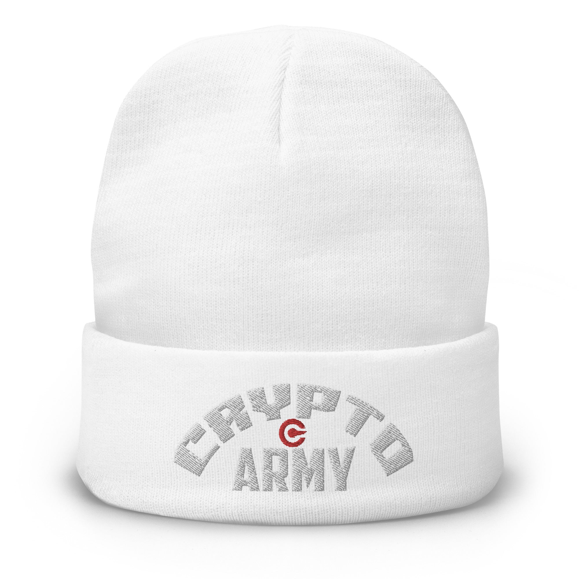 Crypto Army Curved Cryptocurrency Symbol Embroidered Cuff Beanie Cap