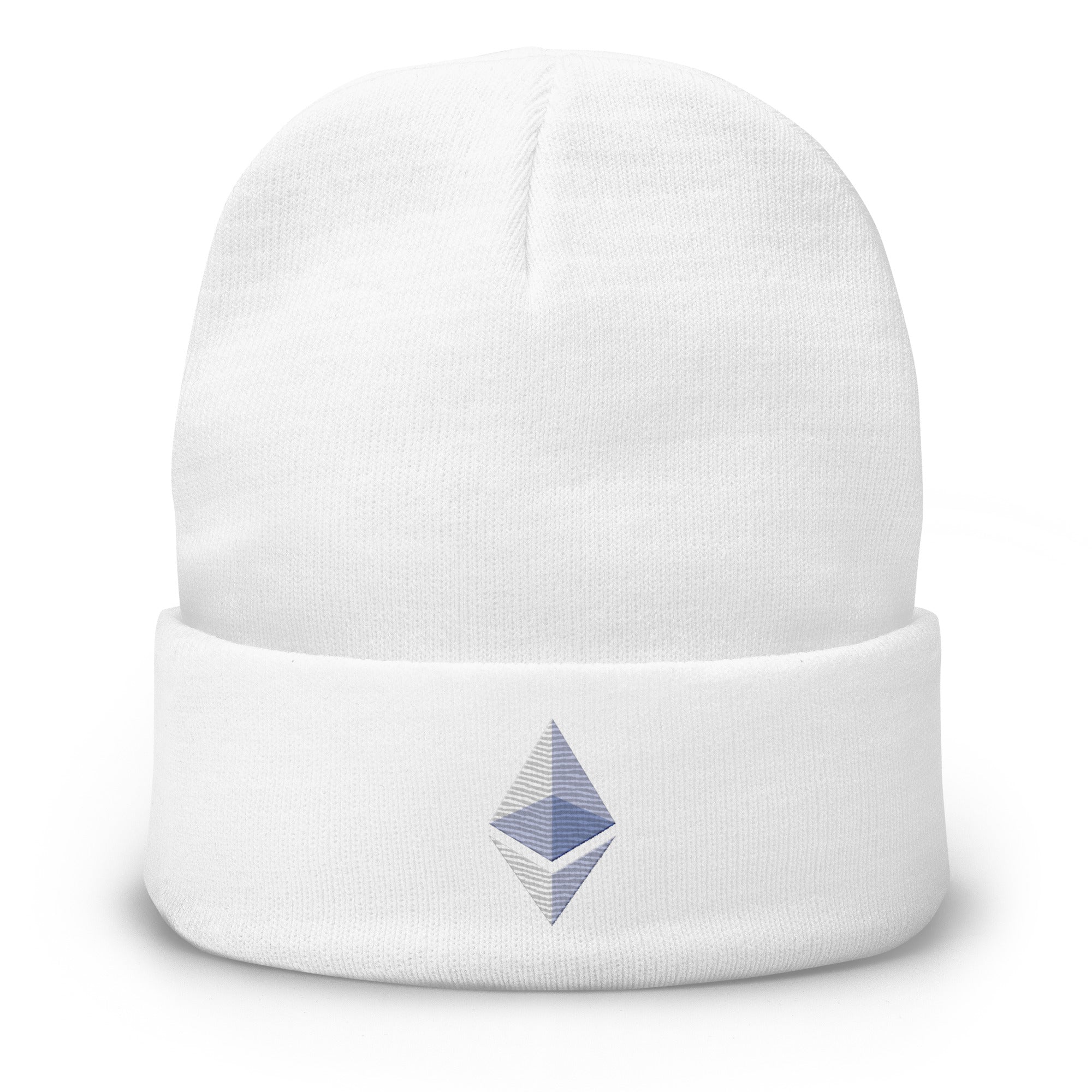 ETH Ethereum Cryptocurrency Symbol Embroidered Cuff Beanie Cap