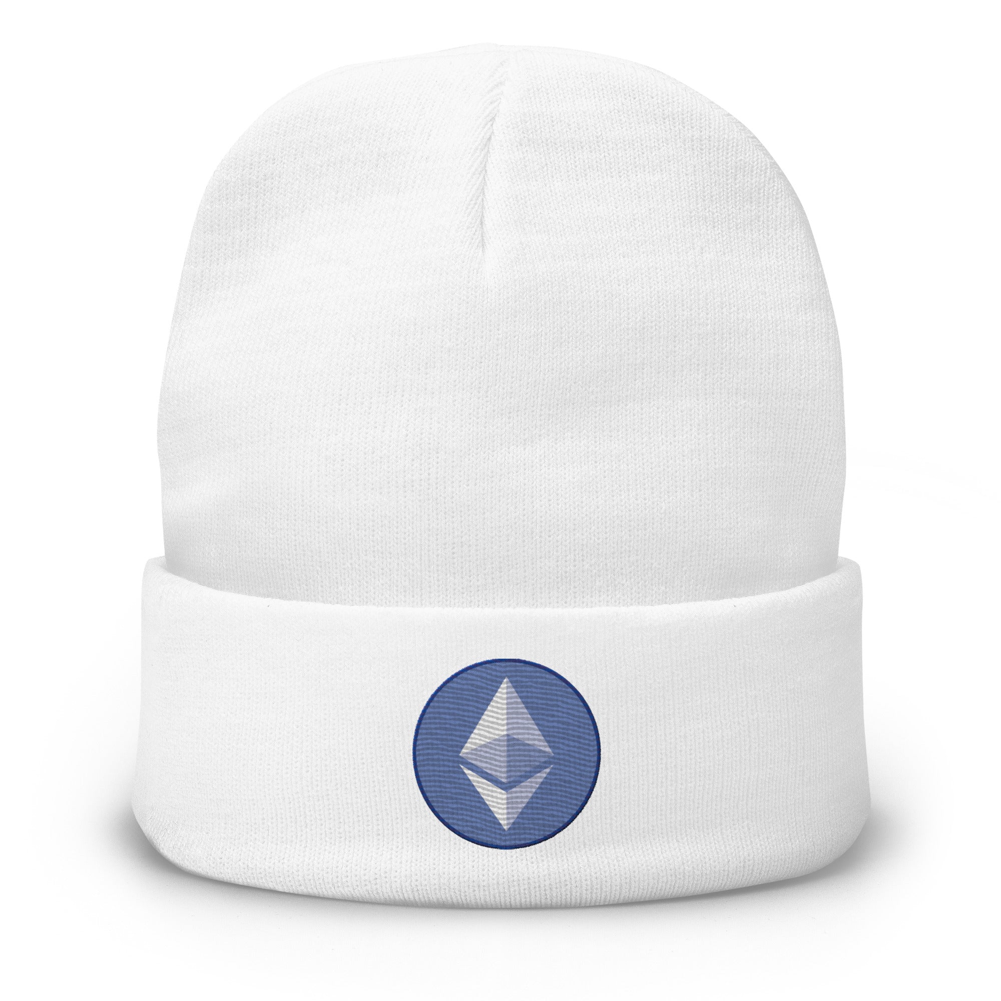 ETH Ethereum Round Logo Cryptocurrency Symbol Embroidered Cuff Beanie Cap