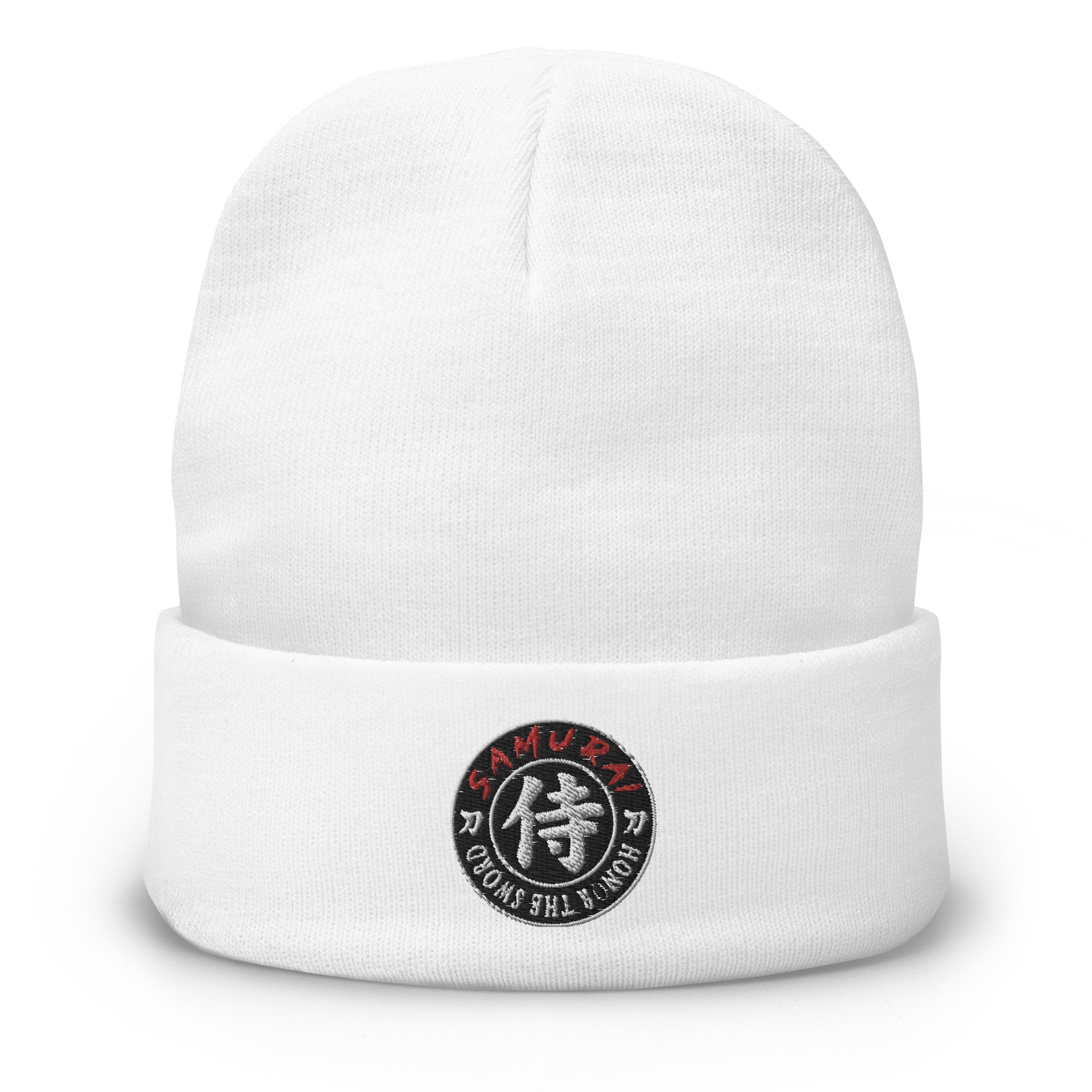 Samurai Honor the Sword Japanese Kanji Symbol Embroidered Cuff Beanie Cap