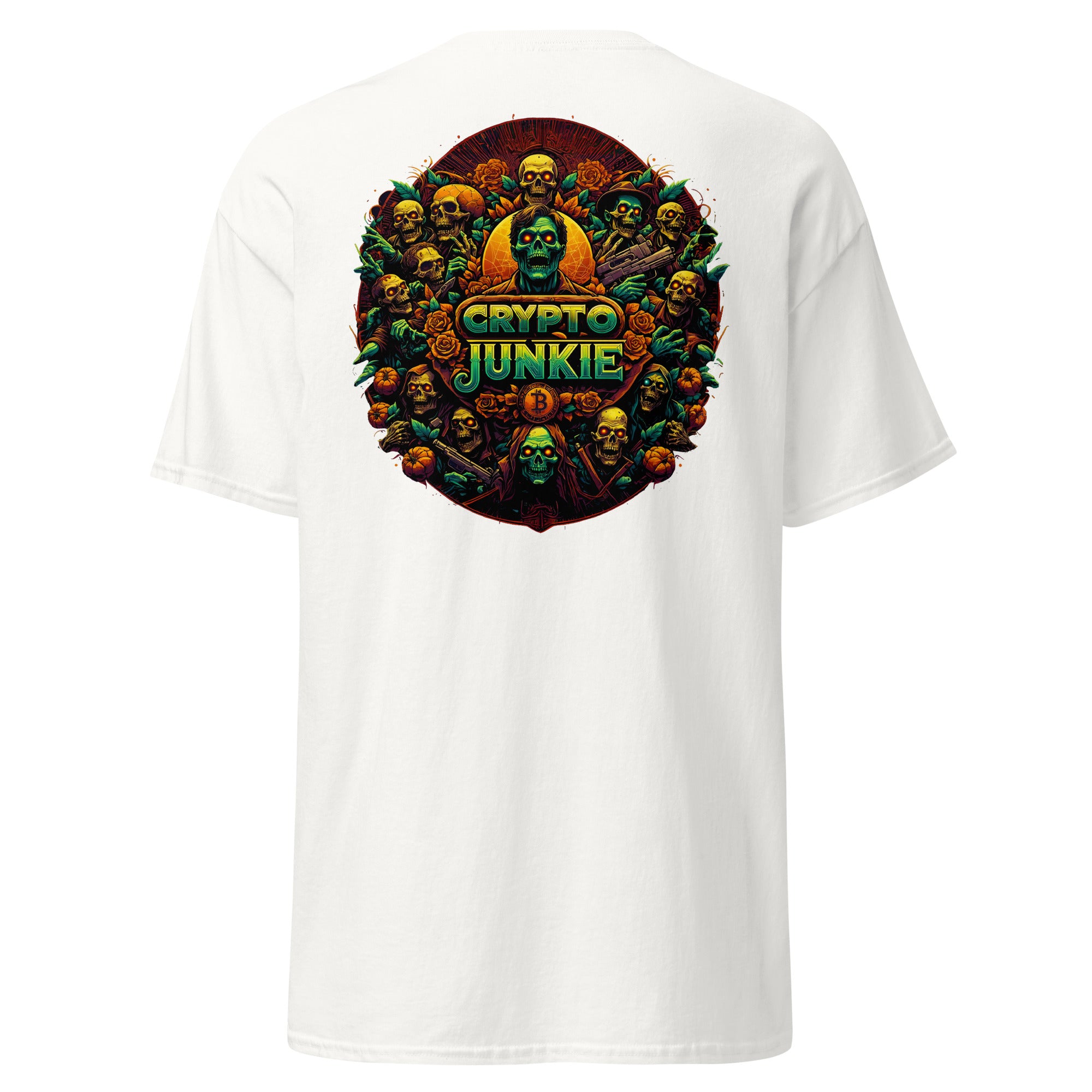 Crypto Junkie Bitcoin Selling Zombie Horde Men’s Short Sleeve T-Shirt