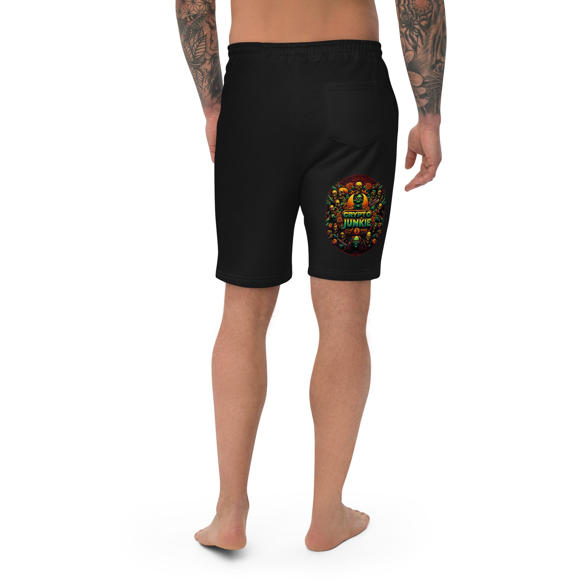 Crypto Junkie Bitcoin Selling Zombie Horde Men's fleece shorts