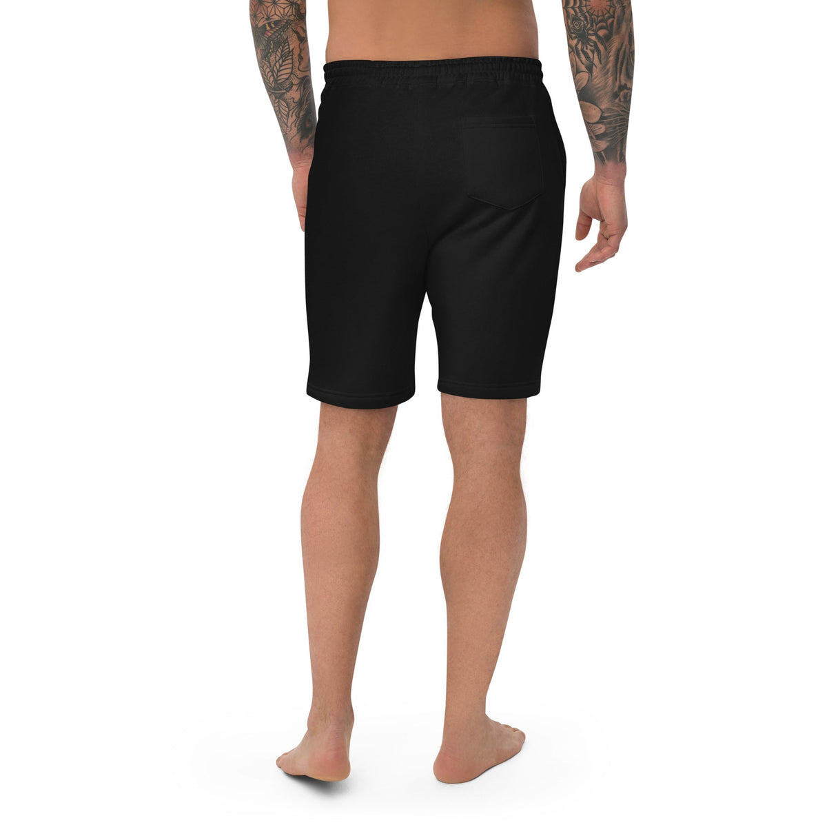 Men's fleece shorts, back view