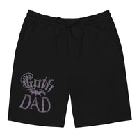 Purple Goth Dad Bat design on men's fleece shorts, front view