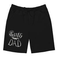 White Goth Dad Bat design on men's fleece shorts, front view