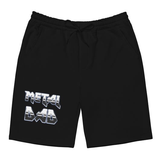 Metal Dad design on men's fleece shorts, front view