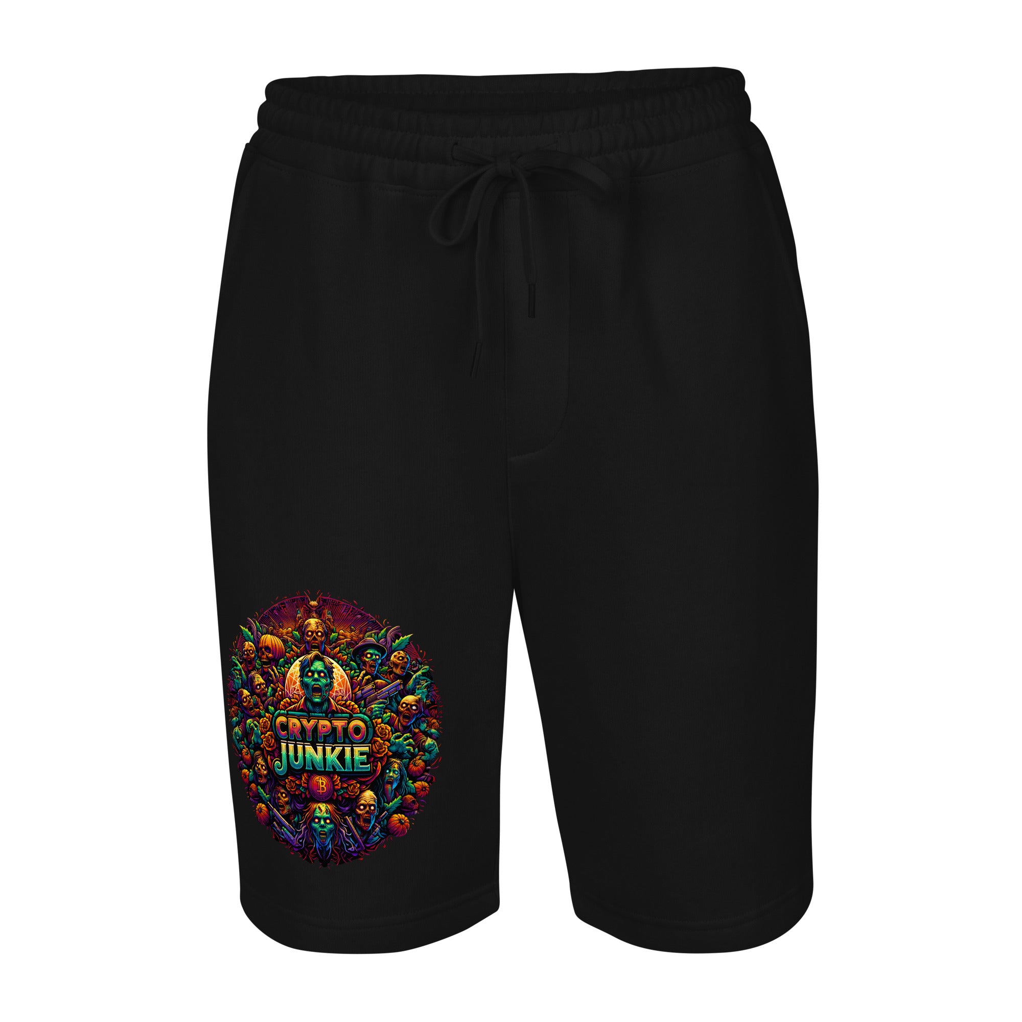 Crypto Junkie Bitcoin Selling Zombie Horde Men's fleece shorts