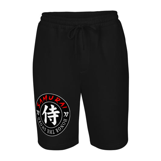 Samurai Honor Kanji 侍 design on men's fleece shorts, front view