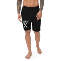 Generation X design on men's fleece shorts, front view