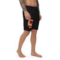 Samurai Honor the Sword design on men's fleece shorts, right-front view