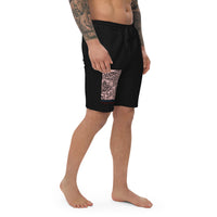 Feast of the Impaler design on men's fleece shorts, right-front view