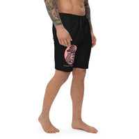 Vlad the Impaler design on men's fleece shorts, right-front view