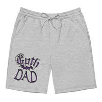 Purple Goth Dad Bat design on men's fleece shorts, front view