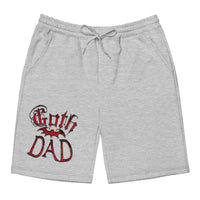 Red Goth Dad Bat design on men's fleece shorts, front view
