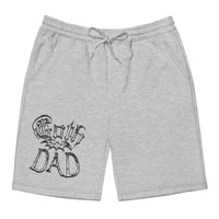White Goth Dad Bat design on men's fleece shorts, front view
