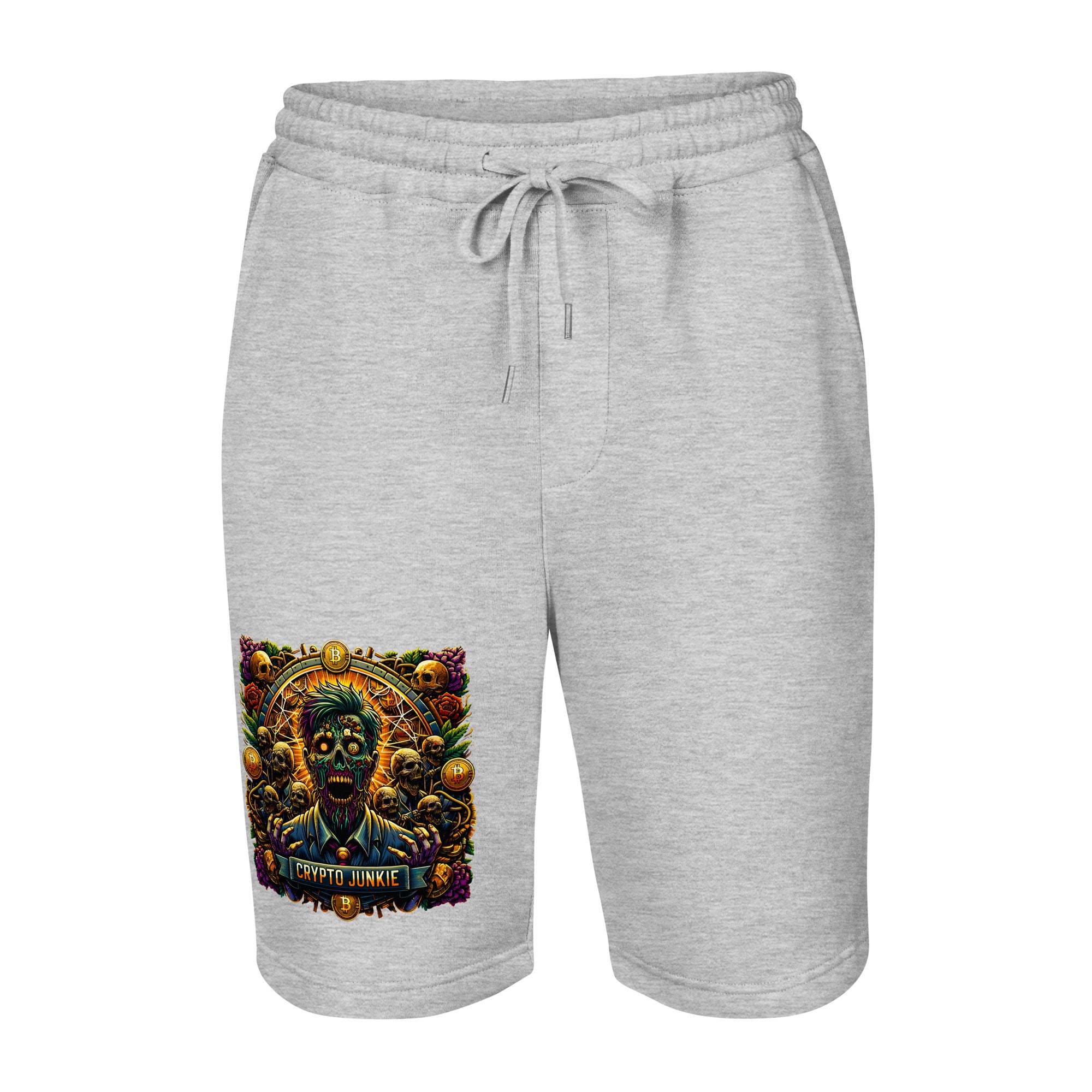 Crypto Junkie Zombie Businessman Horror Bitcoin Men's fleece shorts