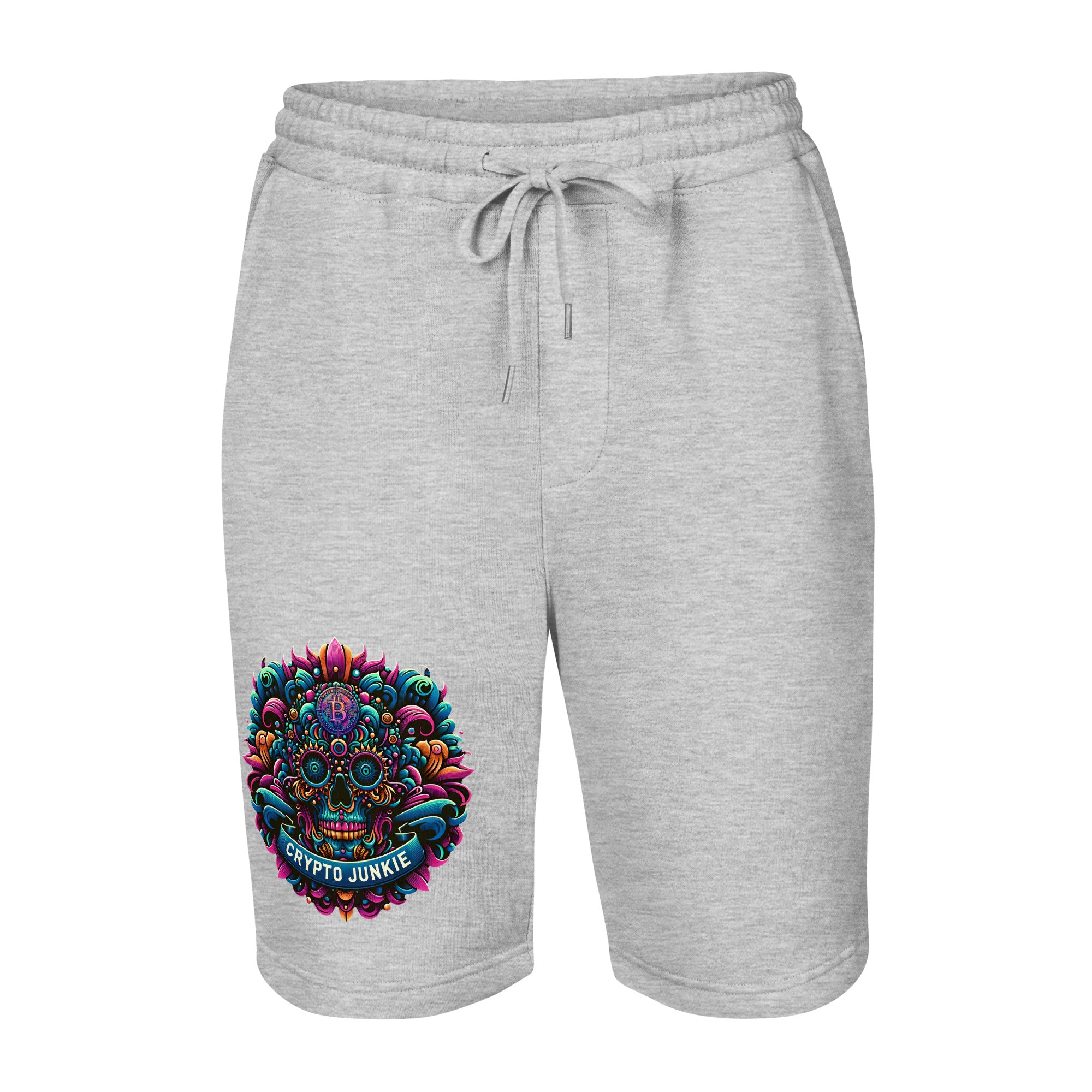 Crypto Junkie Mexican Sugar Skull Bitcoin Digital Asset Men's fleece shorts