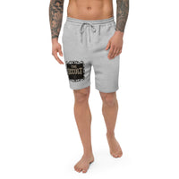 The Occult design on men's fleece shorts, front view