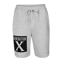 Generation X design on men's fleece shorts, front view