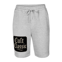 Cult Classic design on men's fleece shorts, front view