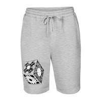 Lament Configuration design on men's fleece shorts, front view