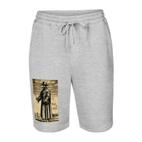 Plague Doctor 1334 design on men's fleece shorts, front view