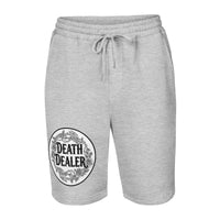 Death Dealer design on men's fleece shorts, front view