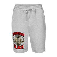 Straightjacket Is the New Black design on men's fleece shorts, front view
