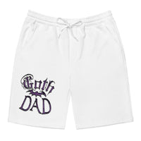 Purple Goth Dad Bat design on men's fleece shorts, front view