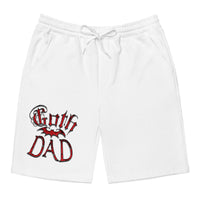 Red Goth Dad Bat design on men's fleece shorts, front view