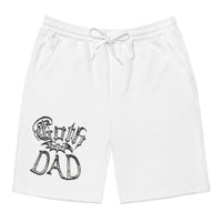 White Goth Dad Bat design on men's fleece shorts, front view