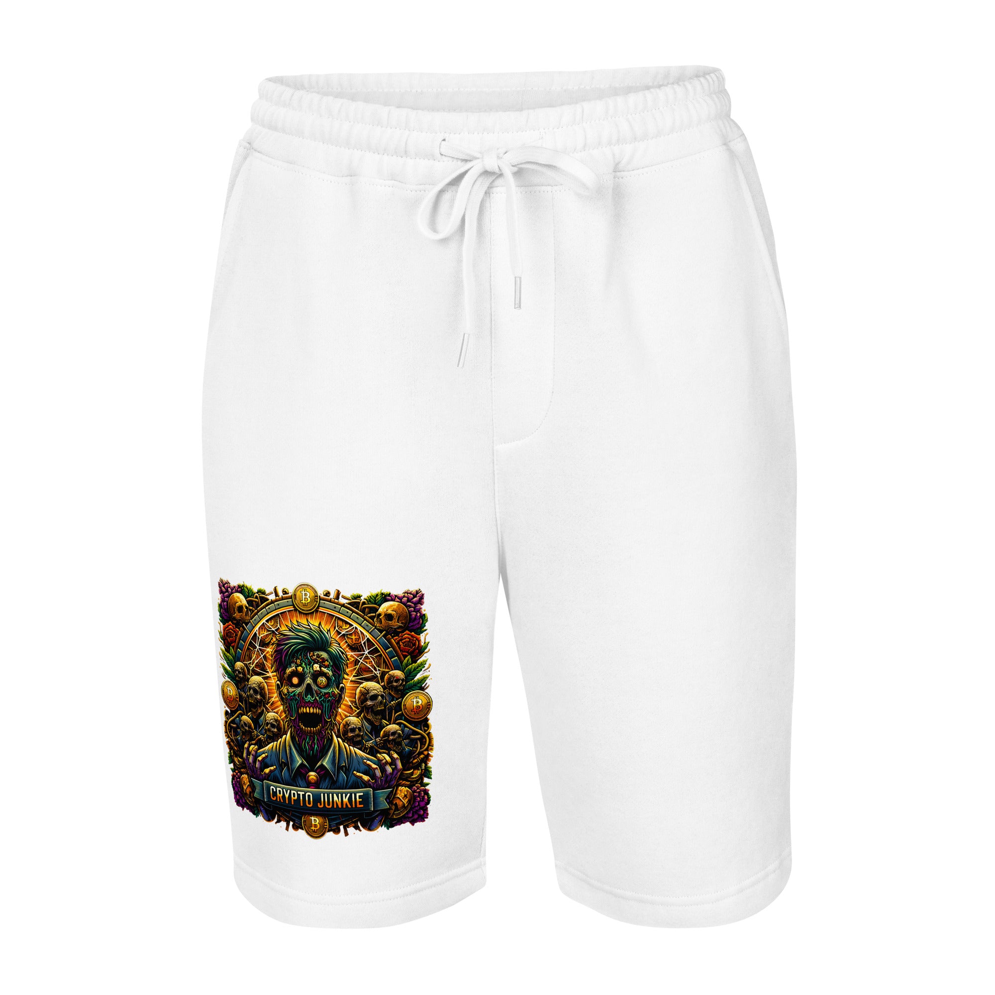 Crypto Junkie Zombie Businessman Horror Bitcoin Men's fleece shorts