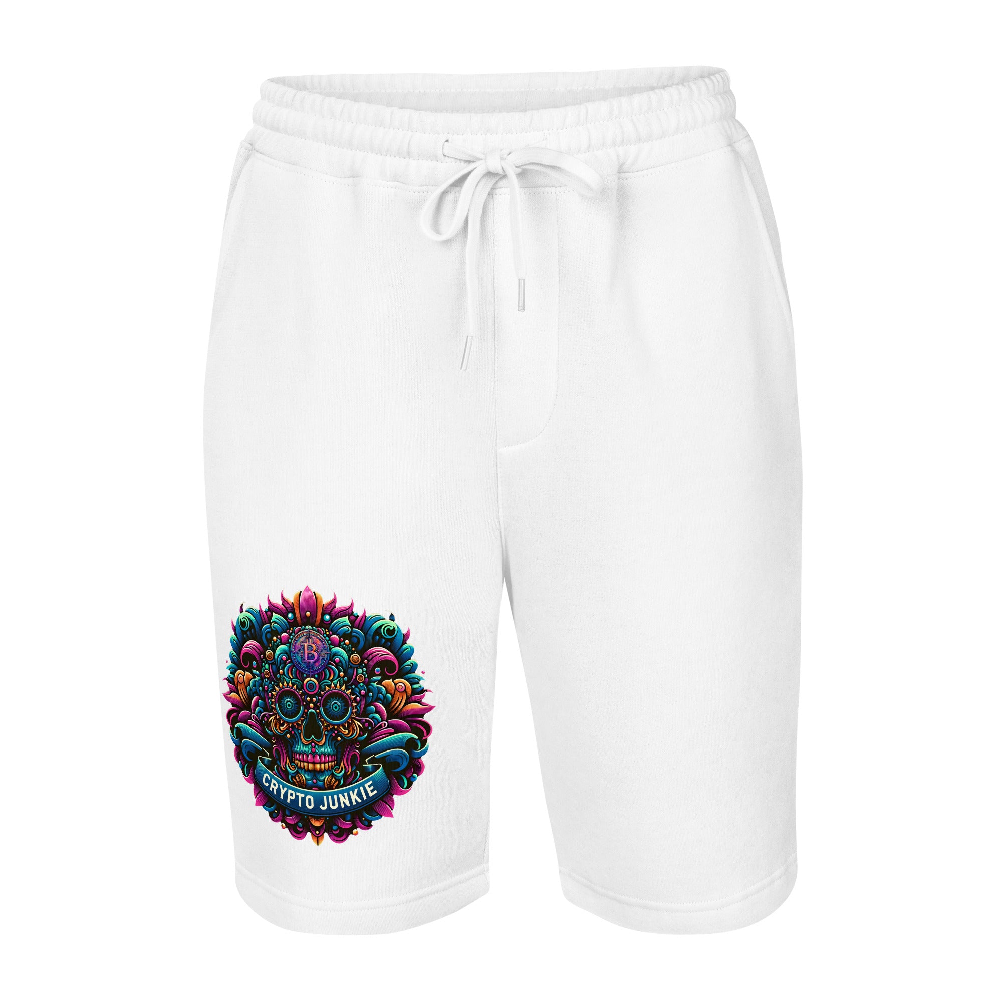 Crypto Junkie Mexican Sugar Skull Bitcoin Digital Asset Men's fleece shorts