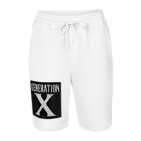 Generation X design on men's fleece shorts, front view