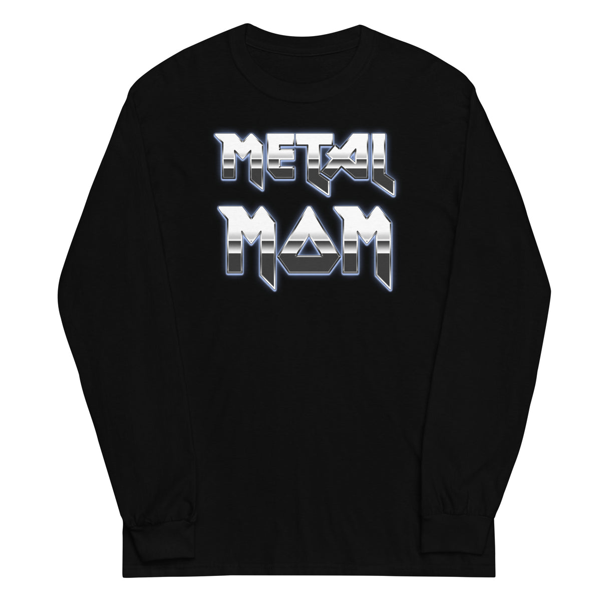 Metal Mom design on unisex long sleeve shirt, front view