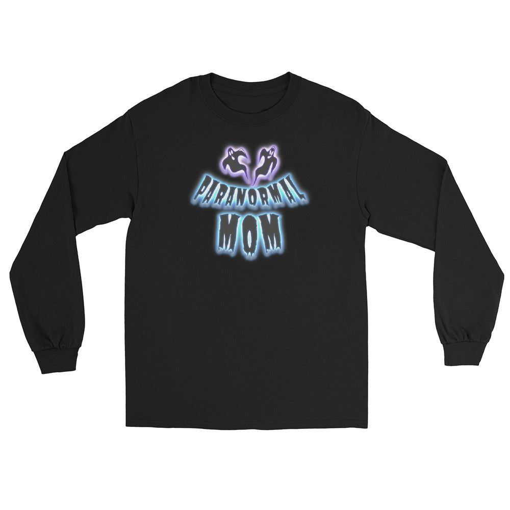 Paranormal Ghost Mom design on unisex long sleeve shirt, front view