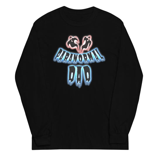 Paranormal Ghost Dad design on unisex long sleeve shirt, front view
