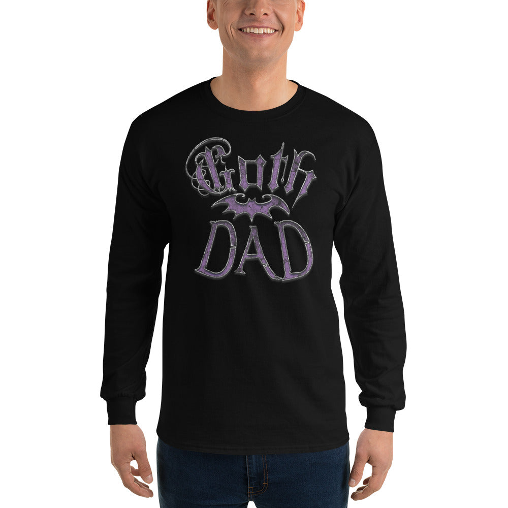 Purple Goth Dad with Bat Father's Day Gift Men’s Long Sleeve Shirt