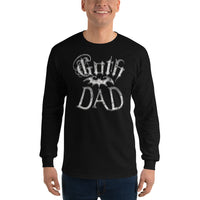 White Goth Dad Bat design on unisex long sleeve shirt, front view