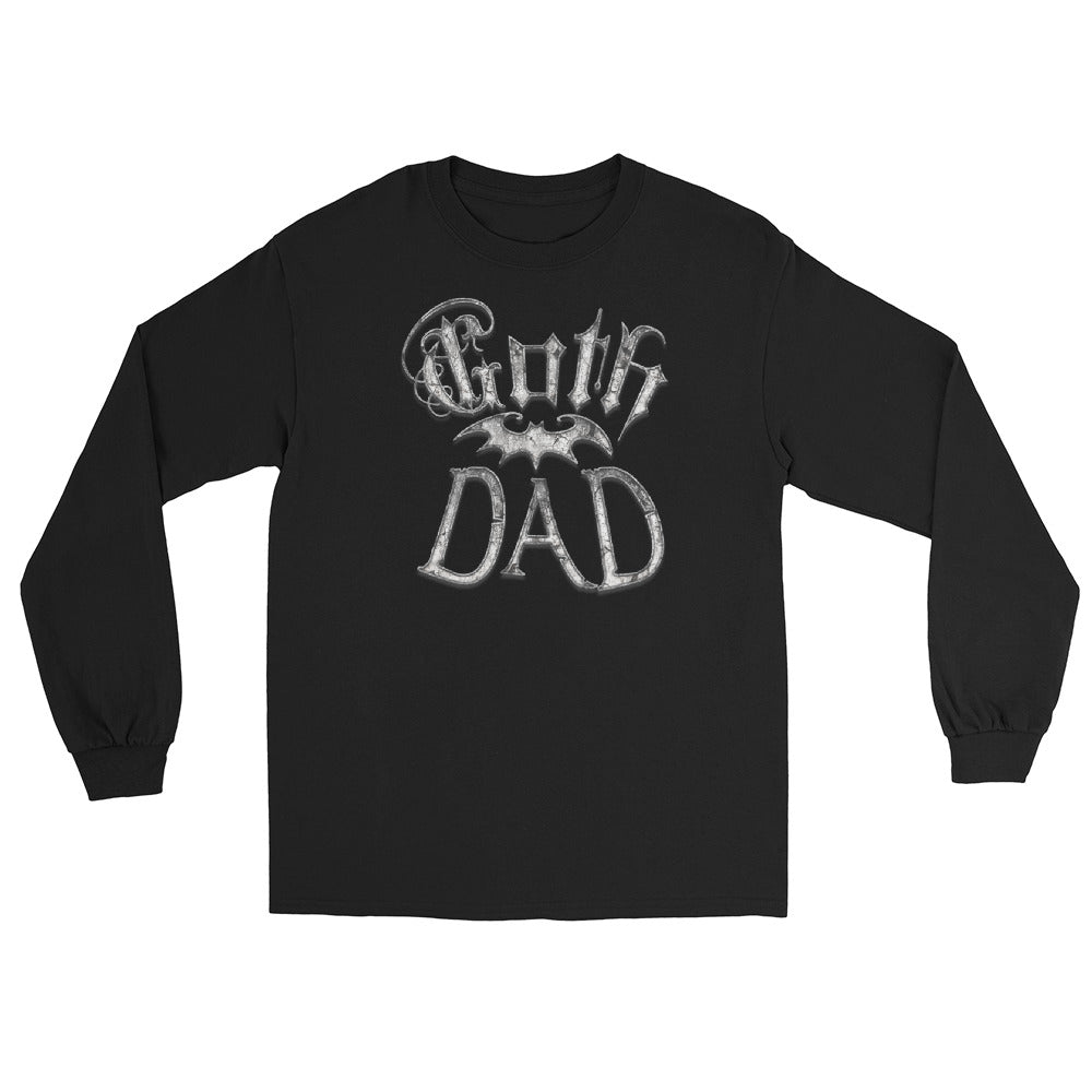 White Goth Dad with Bat Father's Day Gift Men’s Long Sleeve Shirt