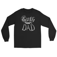 White Goth Dad Bat design on unisex long sleeve shirt, front view