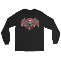 Blood Moon Vampire Bat design on unisex long sleeve shirt, front view