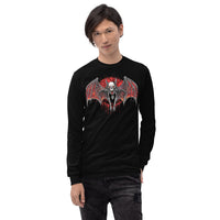 Blood Moon Vampire Bat design on unisex long sleeve shirt, front view
