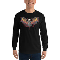 Vampire Bat Skeleton design on unisex long sleeve shirt, front view