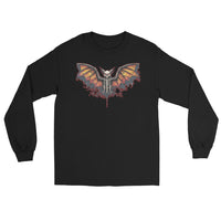 Vampire Bat Skeleton design on unisex long sleeve shirt, front view