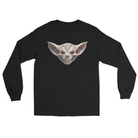 Grinning Bat Skull design on unisex long sleeve shirt, front view