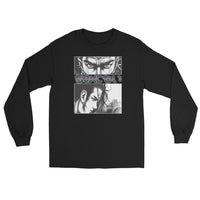 Anime Eyes Japanese Manga design on unisex long sleeve shirt, front view