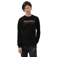 Samurai Warrior design on unisex long sleeve shirt, front view