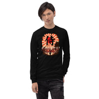 Samurai Warrior Honor the Sword design on unisex long sleeve shirt, front view