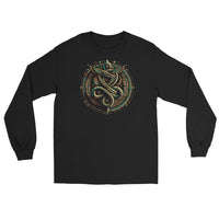 Egyptian Ouroboros Snake design on unisex long sleeve shirt, front view